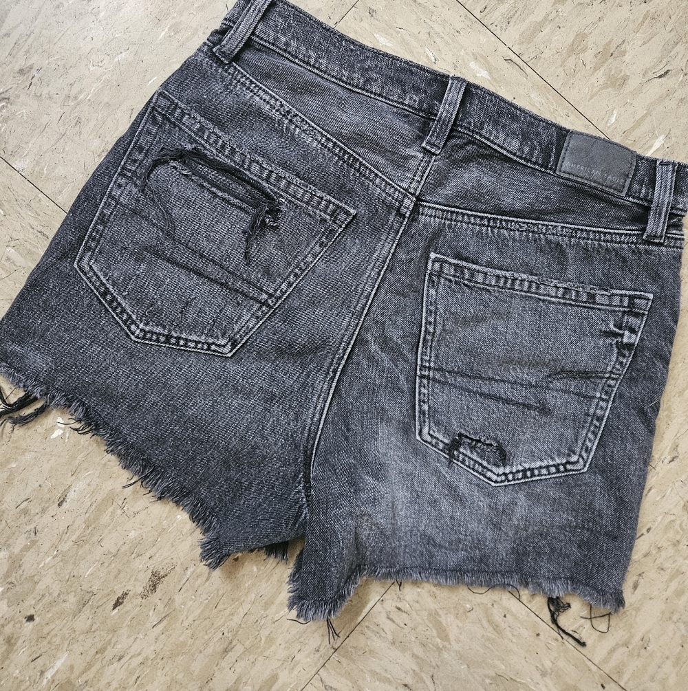Washed Black Cutoff Denim Shorts